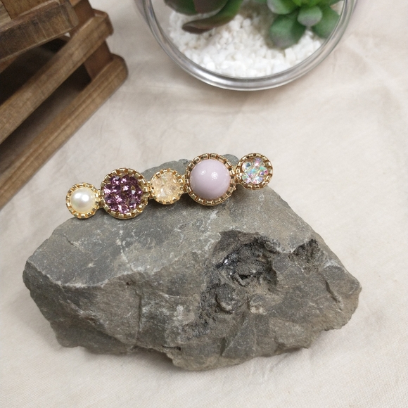 4pc Coral & Lavender Hair Clip Set - Picture 2 of 4